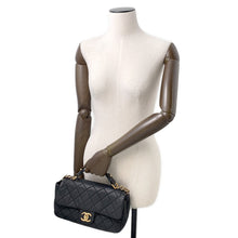 将图像加载到图库查看器中，CHANEL Top handle 2way Chain Shoulder Black Caviar Leather
