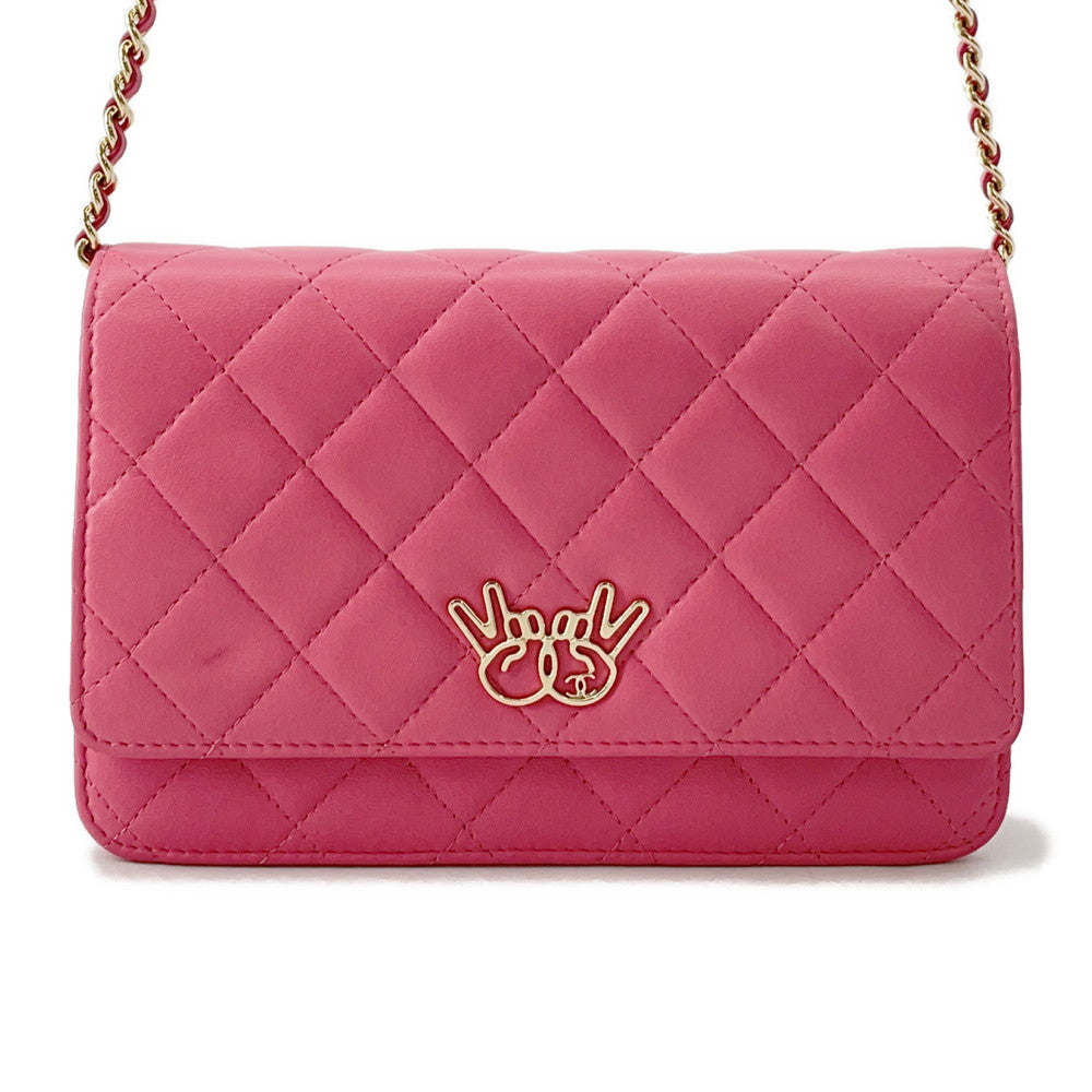 CHANEL Double piece Chain wallet PinkA33814 Lambskin