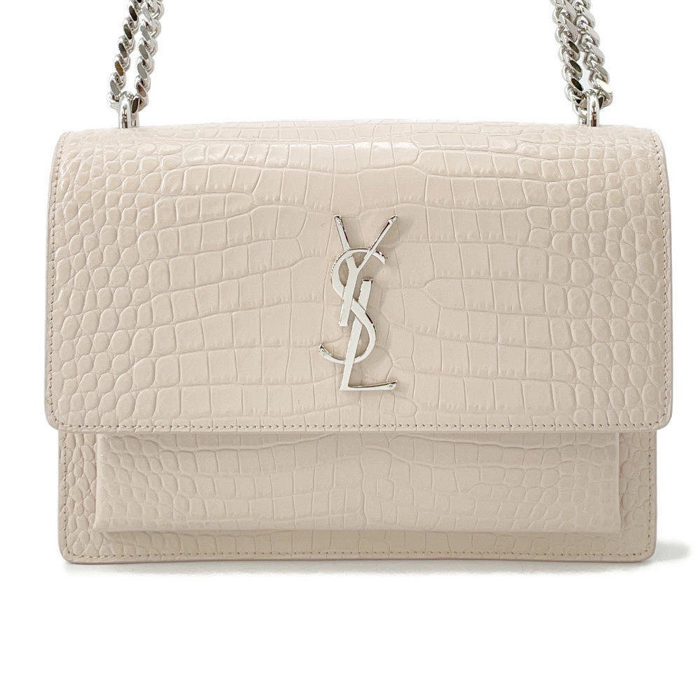 SAINT LAURENT PARIS Sunset ChainShoulder Jasmin Flower442906 Croco embossed leather Size Medium
