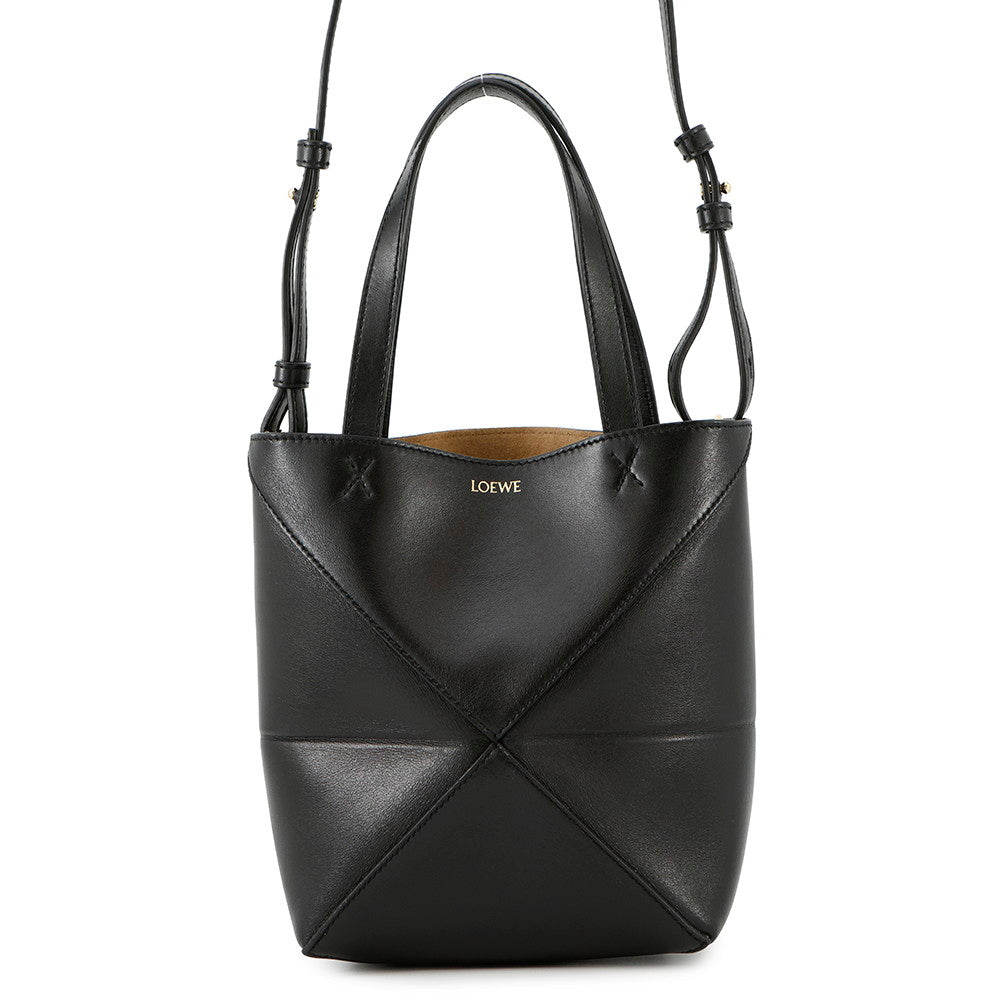 LOEWE Puzzlefold Handbag BlackA657V25X01 Leather Size Mini
