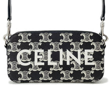 将图像加载到图库查看器中，CELINE Triomphe HorizontalPouch Shoulder Bag Black/White10L272FSQ PVC Leather
