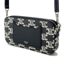 将图像加载到图库查看器中，CELINE Triomphe HorizontalPouch Shoulder Bag Black/White10L272FSQ PVC Leather
