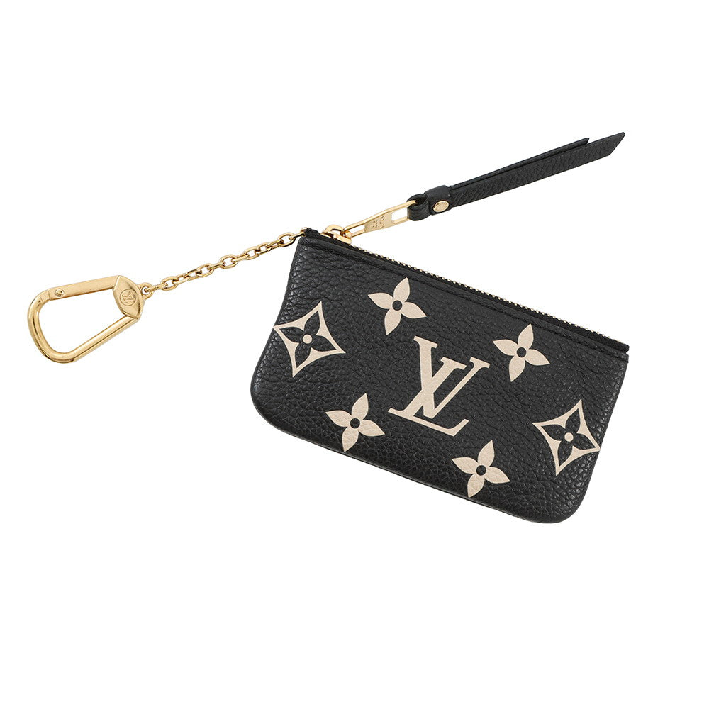 LOUIS VUITTON Card Key Case Pochette Cles Noir/BeigeM80885 Bicolor Monogram Empreinte Leather