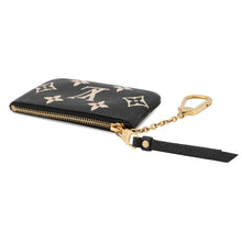 将图像加载到图库查看器中，LOUIS VUITTON Card Key Case Pochette Cles Noir/BeigeM80885 Bicolor Monogram Empreinte Leather
