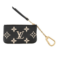 将图像加载到图库查看器中，LOUIS VUITTON Card Key Case Pochette Cles Noir/BeigeM80885 Bicolor Monogram Empreinte Leather
