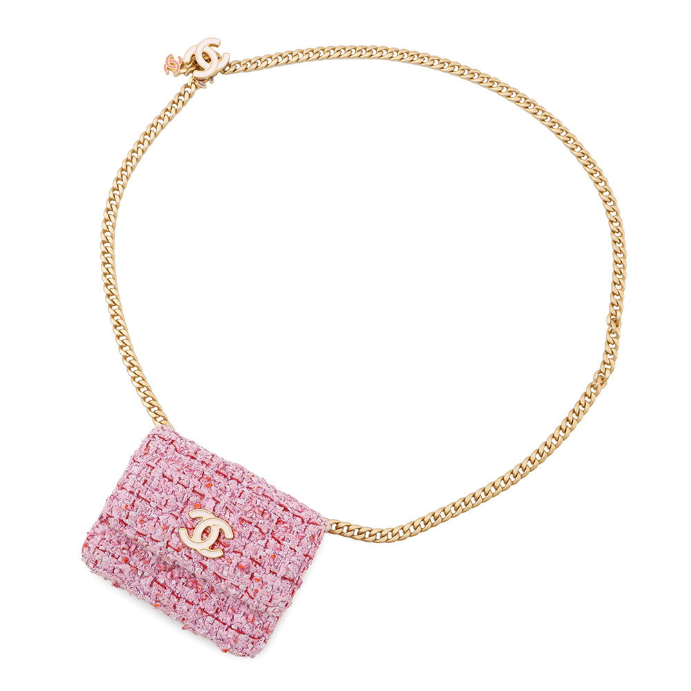 CHANEL Matelasse belt bag Pink Tweed
