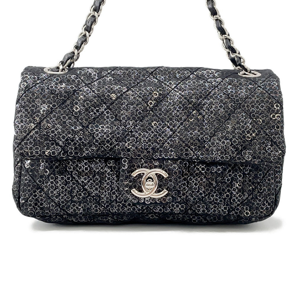 CHANEL CHANEL Matelasse ChainShoulder Bag Black Mesh Sequins
