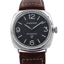 将图像加载到图库查看器中，PANERAI Radiomir Base Logo 3 Days Acciaio W45mm Stainless Steel Leather Black DialPAM00753
