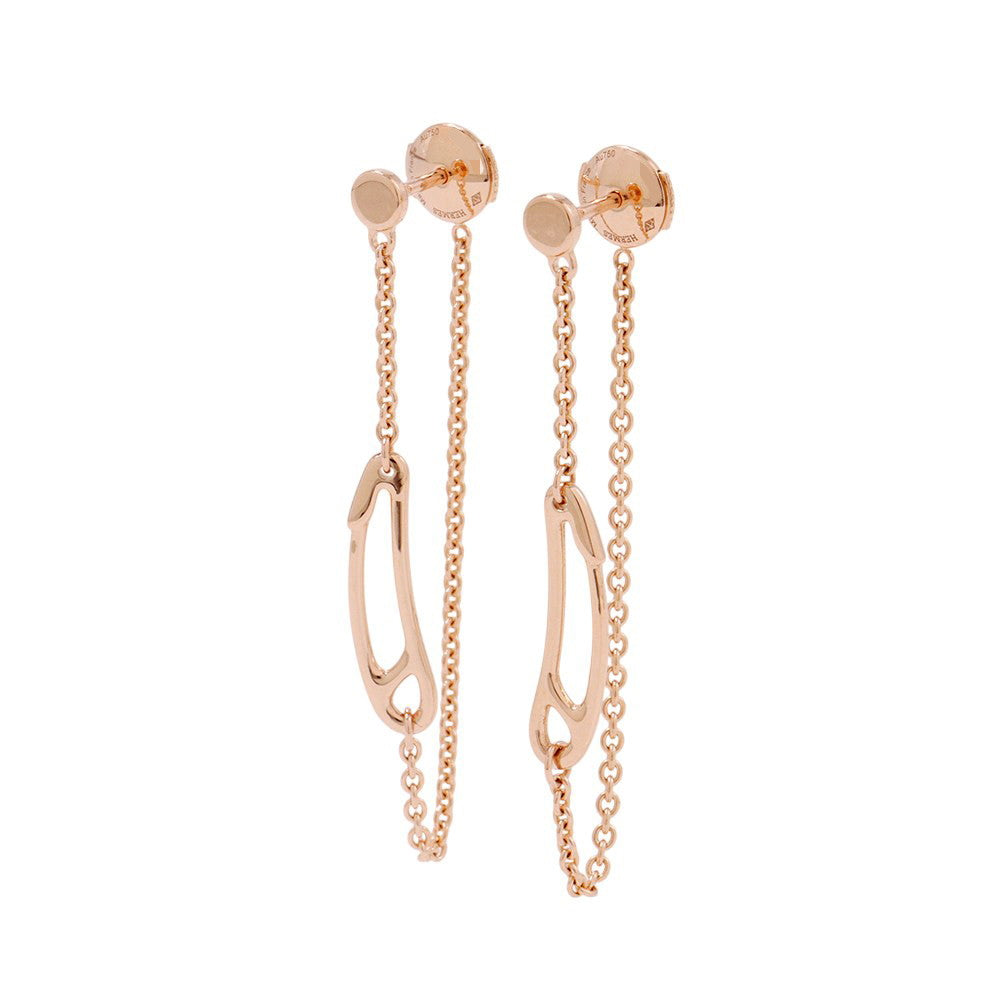 HERMES Chaine d'Ancre Mini Punk Earrings 18K Pink Gold
