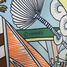 将图像加载到图库查看器中，HERMES Giant Square Animapolis Size 140 Blue・Glacier / Green / Yellow Silk100%
