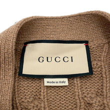 将图像加载到图库查看器中，GUCCI Cherie Line Cable Knit Cardigan Size M Brown673487 Cashmere95% Wool 5%
