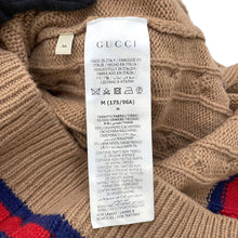 将图像加载到图库查看器中，GUCCI Cherie Line Cable Knit Cardigan Size M Brown673487 Cashmere95% Wool 5%
