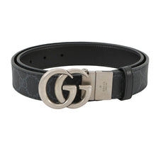 将图像加载到图库查看器中，GUCCI Double G Reversible Belt Black/Gray643847 Leather Size 80
