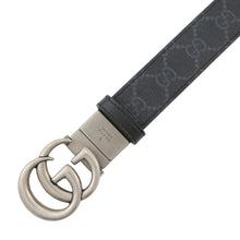 将图像加载到图库查看器中，GUCCI Double G Reversible Belt Black/Gray643847 Leather Size 80
