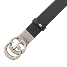 将图像加载到图库查看器中，GUCCI Double G Reversible Belt Black/Gray643847 Leather Size 80
