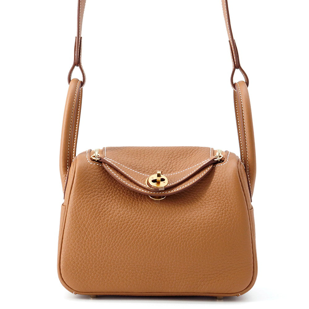 HERMES Lindy Gold Taurillon Clemence Size Mini
