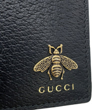 Load image into Gallery viewer, GUCCI Animalier Metal Bee Wallet Black?523664 Leather
