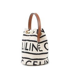 Load image into Gallery viewer, CELINE Teen Drawstring Handbag Brown/White/Black196532EFY.01WB Cotton Calf Leather
