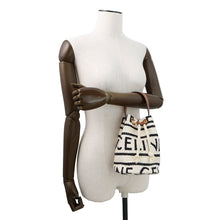 Load image into Gallery viewer, CELINE Teen Drawstring Handbag Brown/White/Black196532EFY.01WB Cotton Calf Leather
