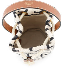 Load image into Gallery viewer, CELINE Teen Drawstring Handbag Brown/White/Black196532EFY.01WB Cotton Calf Leather
