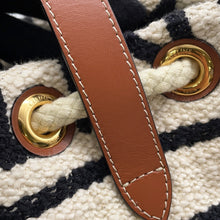 Load image into Gallery viewer, CELINE Teen Drawstring Handbag Brown/White/Black196532EFY.01WB Cotton Calf Leather
