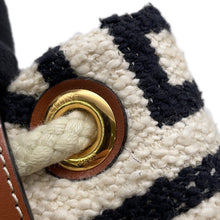 Load image into Gallery viewer, CELINE Teen Drawstring Handbag Brown/White/Black196532EFY.01WB Cotton Calf Leather
