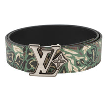 将图像加载到图库查看器中，LOUIS VUITTON Belt: LV Flower Camouflage 40mm Reversible Size 35.4&quot; Camouflage/BlackM4383U PVC Leather

