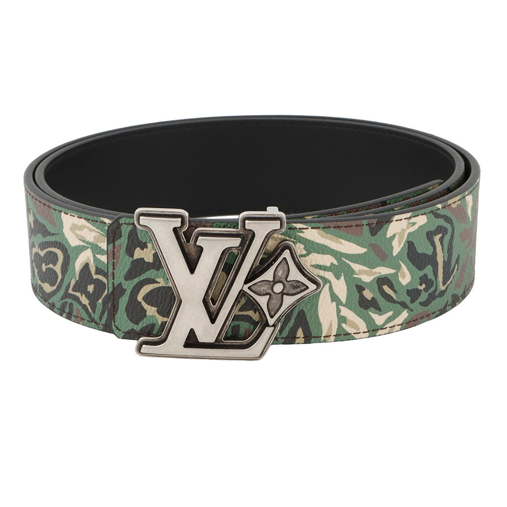 LOUIS VUITTON Belt: LV Flower Camouflage 40mm Reversible Size 35.4