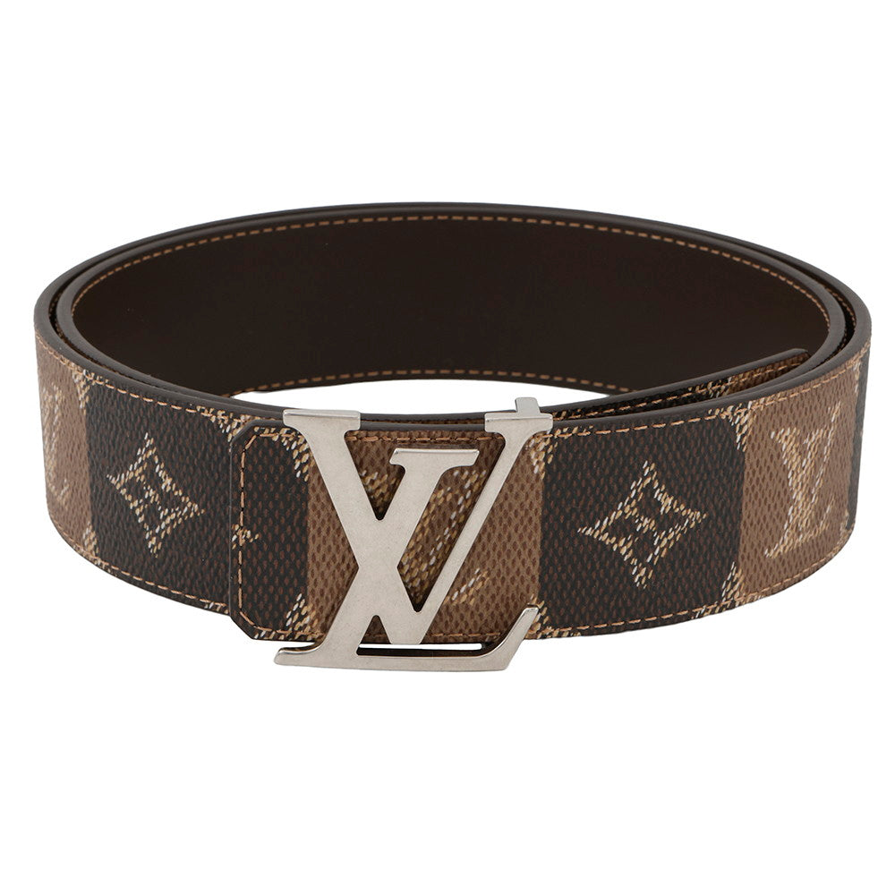 LOUIS VUITTON Belt: LV Initial College Monogram Heritage 40mm Reversible Size 35.4