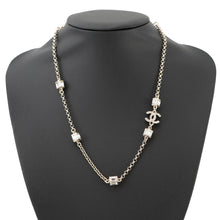将图像加载到图库查看器中，CHANEL CC Logo Necklace Metal Rhinestone
