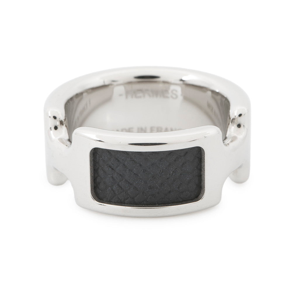 HERMES Orump Ring Size PM/S Black Epsom Metal