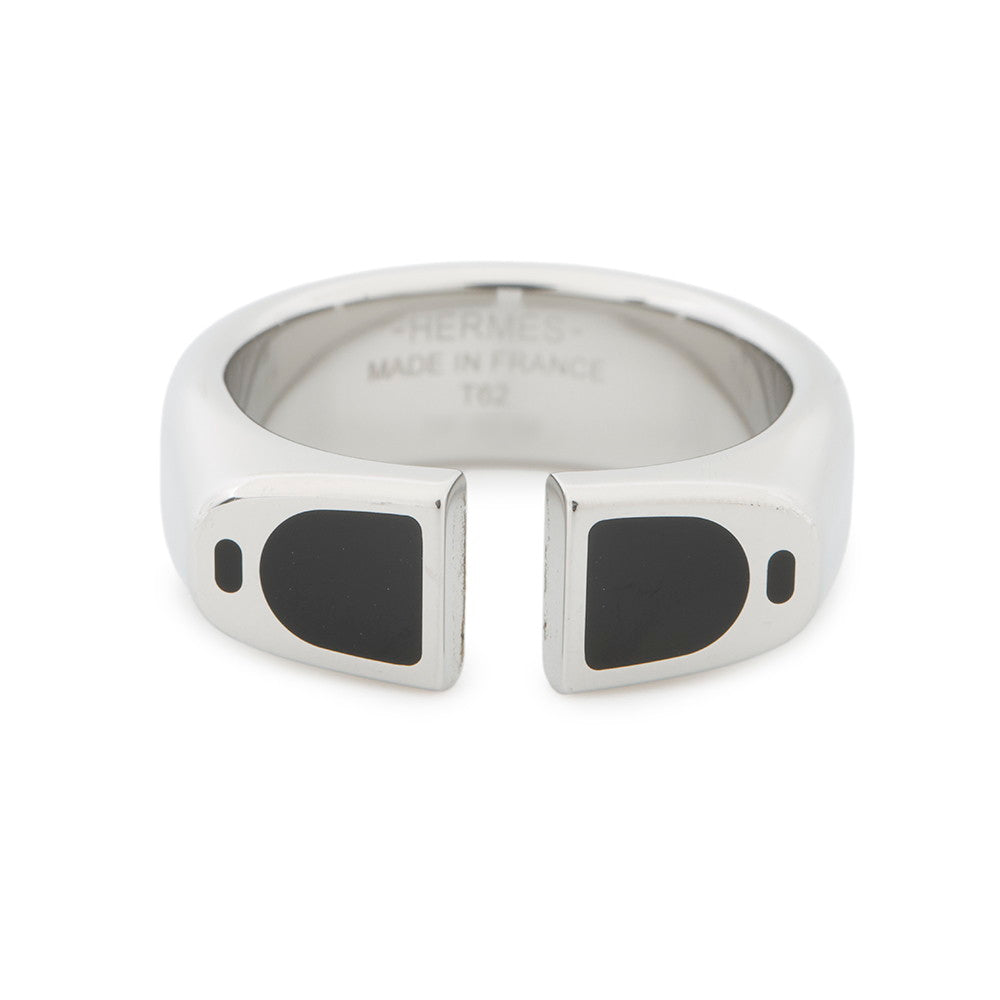 HERMES Etrier Ring Size T62 BlackH100060FJ0360 Metal Lacquer