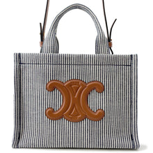 将图像加载到图库查看器中，CELINE Small Kabatais 2-Way Bag Navy Blue/Brown199162FU5 Canvas Leather
