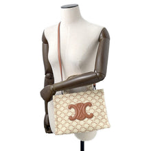 将图像加载到图库查看器中，CELINE Small Kabatais 2-Way Bag Beige/Brown199162 Canvas Leather
