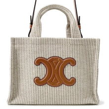将图像加载到图库查看器中，CELINE Small Kabatais 2-Way Bag Gray/Brown199162 Canvas Leather
