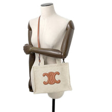 将图像加载到图库查看器中，CELINE Small Kabatais 2-Way Bag Gray/Brown199162 Canvas Leather
