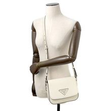 将图像加载到图库查看器中，PRADA Identity Shoulder Bag White1BD249 Saffiano LeatherLeather
