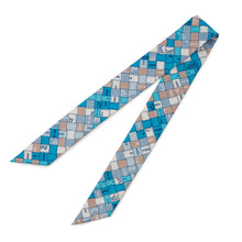 Load image into Gallery viewer, HERMES Twilly BOLDUC AU CARRE Blue/Multicolor Silk100%
