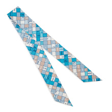Load image into Gallery viewer, HERMES Twilly BOLDUC AU CARRE Blue/Multicolor Silk100%
