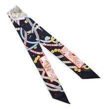 将图像加载到图库查看器中，HERMES Twilly DAME DE COEUR Black/Rouge/Gold Silk100%

