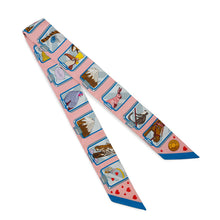 Load image into Gallery viewer, HERMES Twilly HERMES STORY Rose/Blue/Jaune Silk100%
