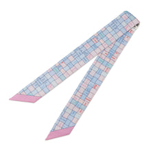 Load image into Gallery viewer, HERMES Twilly BOLDUC AU CARRE Blue Pale/Rose Purple/Aqua062408S Silk100%
