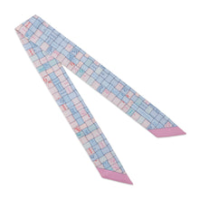 Load image into Gallery viewer, HERMES Twilly BOLDUC AU CARRE Blue Pale/Rose Purple/Aqua062408S Silk100%
