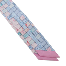 Load image into Gallery viewer, HERMES Twilly BOLDUC AU CARRE Blue Pale/Rose Purple/Aqua062408S Silk100%
