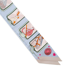 将图像加载到图库查看器中，HERMES Twilly HERMES STORY Blue Pale/Rose/Vert Silk100%
