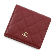将图像加载到图库查看器中，CHANEL Matelasse Compact Wallet BurgundyAP4806 Caviar Leather
