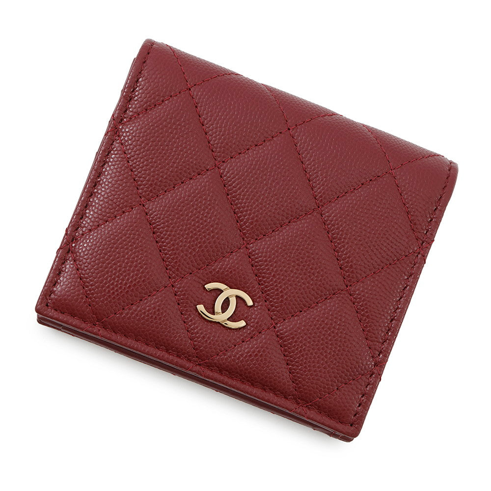 CHANEL Matelasse Compact Wallet BurgundyAP4806 Caviar Leather