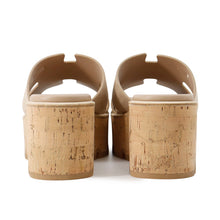 将图像加载到图库查看器中，HERMES Sandals Eze Beige Chevre Velour Cork Size 37

