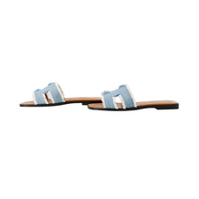 将图像加载到图库查看器中，HERMES Oran Sandals Blue Clair Denim Leather Size 36 1/2
