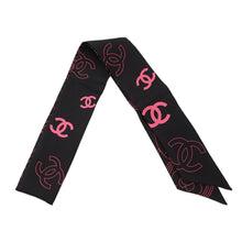 Load image into Gallery viewer, CHANEL Scarf CC Logo Black/Pink Silk100%
